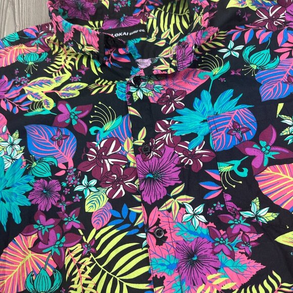 Molokai Surf Co Neon Floral Short Sleeve Button Down Shirt Size XXL - Picture 2 of 4